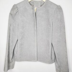 VTG Charley Chang Hong Kong Hilton Grey Puff Sleeve Jacket Single Stitch Small